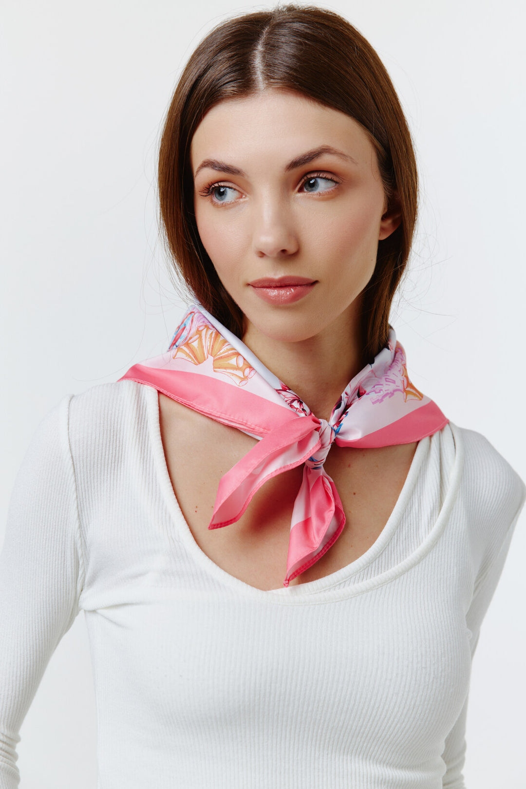 Whimsical Harmony Light Pink Square Scarf