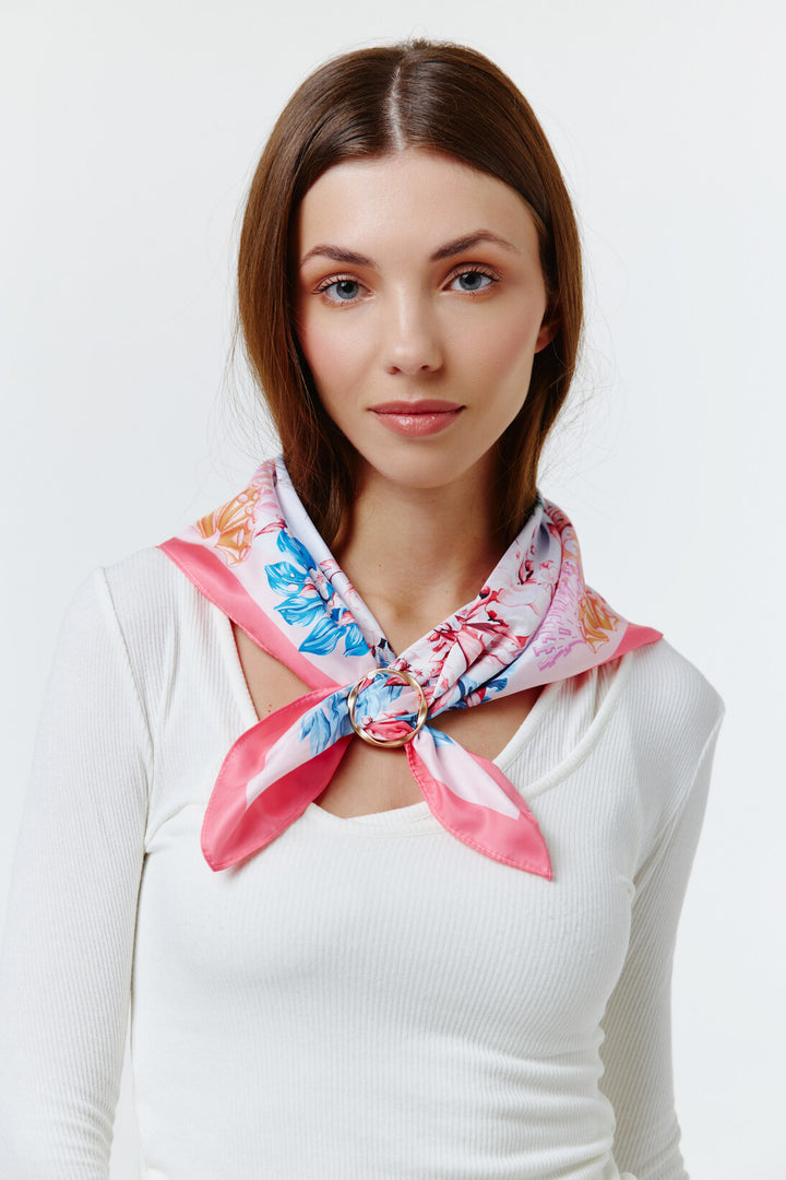 Whimsical Harmony Light Pink Square Scarf